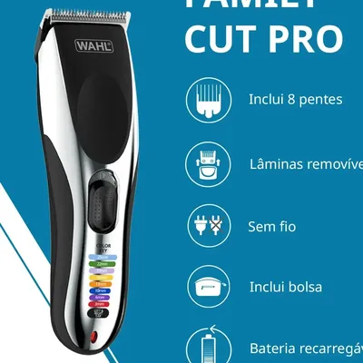 Wahl Maquina de Corta Cabelo Wahl Family Pro Cut Sem Fio Bivolt Profissional Com 6 Pentes de Altura