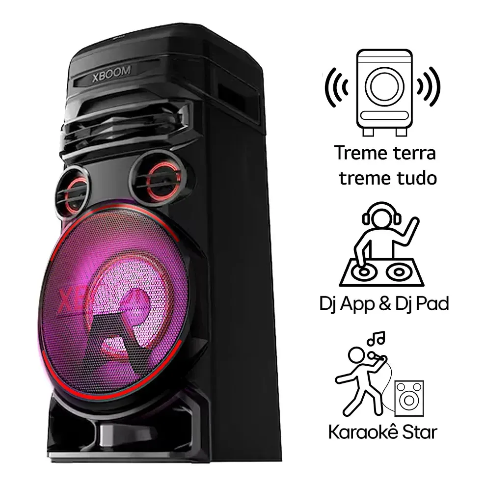 Torre de Som LG XBOOM RNC7 Bluetooth, 230W, Som Potente e Imersivo, Iluminação LED, Party Mode, Conectividade Avançada e Design Compacto para Festas e Eventos
