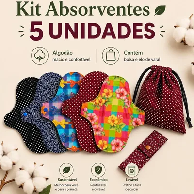 Absorvente Menstrual Reutilizável Cyclist Ecológico Cores Sortidas