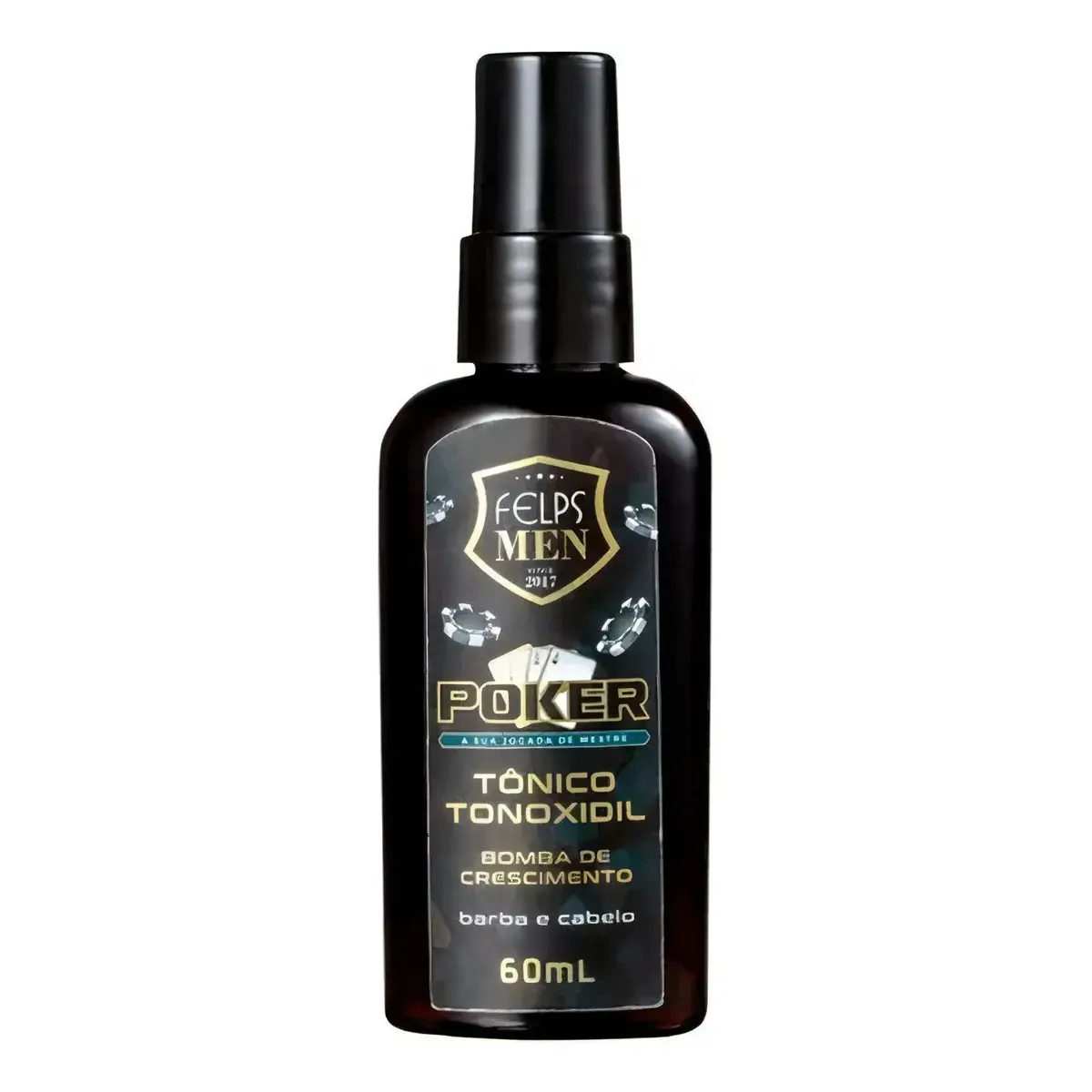 Tônico Tonoxidil Para Cabelo E Barba Poker Felps Men 60ml Fragrância Suave