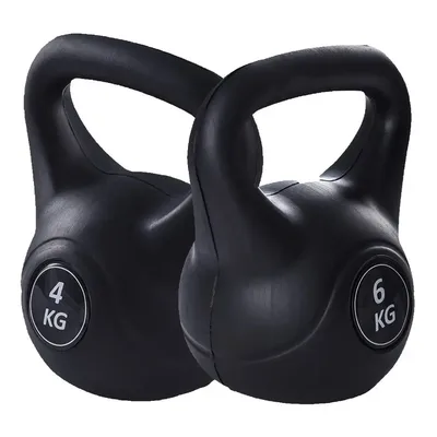 Kit 2 Pesos Kettlebell Para Treino Funcional 4kg E 6kg Preto Crossfit Musculação + E-book