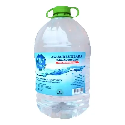 Água Destilada 5 Litros P/ Autoclave, Cpap- Soft Water