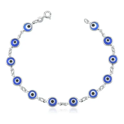 Pulseira De Prata 925 Feminina Olho Grego Envio Imediato Comprimento 19 cm Diâmetro 19 cm