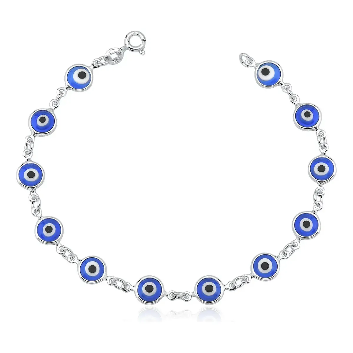 Pulseira De Prata 925 Feminina Olho Grego Envio Imediato Comprimento 19 cm Diâmetro 19 cm