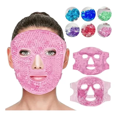 Máscara Facial Térmica Quente Fria Relaxante Em Veludo E Gel