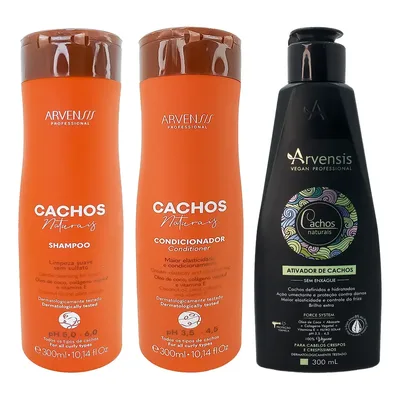 Arvensis Cachos Naturais Kit Com 3 Produtos (sh+cd+ativador Crespos e Crespissimos)