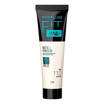 Base de maquiagem líquida Maybelline Fit Me Matte+ Poreless Fit Me FPS tom nova 110 antiga n70 - 72mL 45g