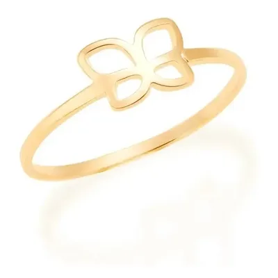 Anel Rommanel Fino Borboleta Vazado Banhado Ouro 18k 512925
