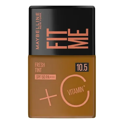 Base Líquida Protetor Solar FPS 50 com Vitamina C, Efeito Glow Natural, Controla Oleosidade e Uniformiza a Pele, Cor 10.5, Fit Me Fresh Tint Maybelline NY 30ml