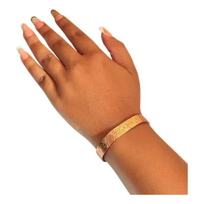 Pulseira De Cobre Puro Com Detalhes - Ajustável
