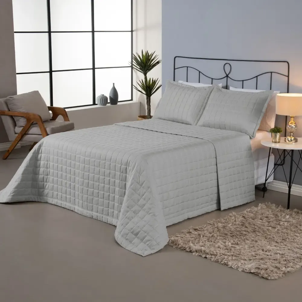 Kit Colcha Cobre Leito Queen 3 Peças Matelado Dupla Face