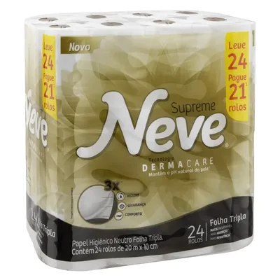 Papel Higiênico Supreme Folha Tripla 24 Rolos Neve Folha Tripla