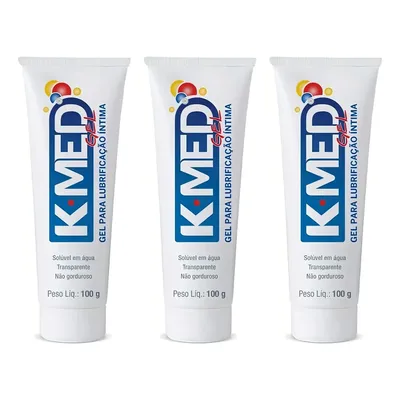 Kit 3 Gel Lubrificantes Íntimo À Base De Água Kmed 100g Sem sabor