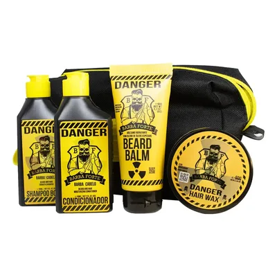 Kit Viagem Danger Barba Forte 4 Produtos + Necessaire