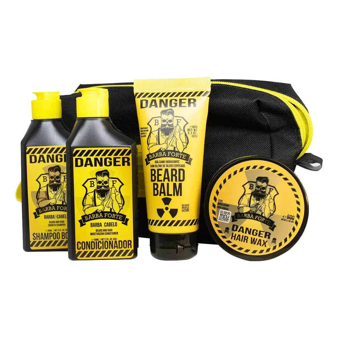 Kit Viagem Danger Barba Forte 4 Produtos + Necessaire