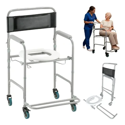 Cadeira De Banho Dobrável Higienica Com Rodas Dellamed D30