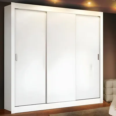 Guarda Roupa Casal Madesa Mônaco 3 Portas De Correr Cor Branco 109309