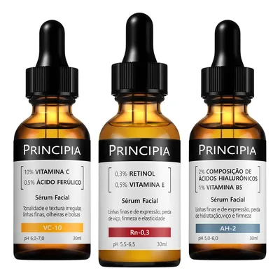 Principia Kit C/3 Séruns Vitamina C + Retinol + Hialurônicos