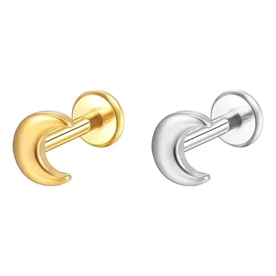 Piercing Helix Tragus Conch Labret Aço Cirúrgico Pvd Lua