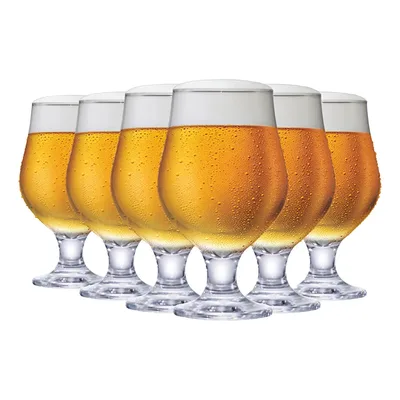 Jogo de 6 Taças de Cerveja Ruvolo Beer Master Vidro 380ml