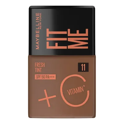 Base Líquida Protetor Solar FPS 50 com Vitamina C, Efeito Glow Natural, Controla Oleosidade e Uniformiza a Pele, Cor 11, Fit Me Fresh Tint Maybelline NY 30ml