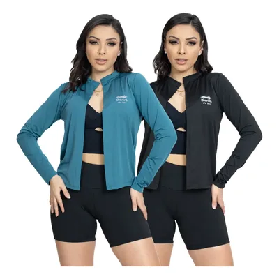 Kit 2 Casaquinho Praia Blusa Proteção Solar Uv 50+ Academia