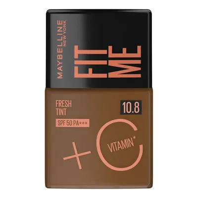 Base Líquida Protetor Solar FPS 50 com Vitamina C, Efeito Glow Natural, Controla Oleosidade e Uniformiza a Pele, Cor 10.8, Fit Me Fresh Tint Maybelline NY 30ml