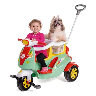 Moto Duo Color 2 Crianças, Gêmeos Passeio E Pedal Cor Verde-claro