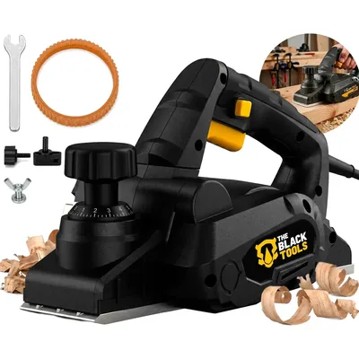 Plaina Elétrica 780W 16500 Rpm Profissional Cor Preto Com Acessórios Alta Precisão The Black Tools