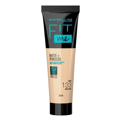 Base de maquiagem líquida Maybelline Fit Me Matte+ Poreless Fit Me FPS tom nova 133 antiga b100 - 72mL 45g