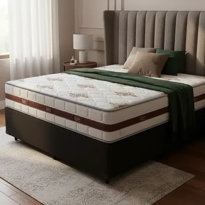 Box Casal + Colchão Anjos Classic Molas Ensacadas - 138cm