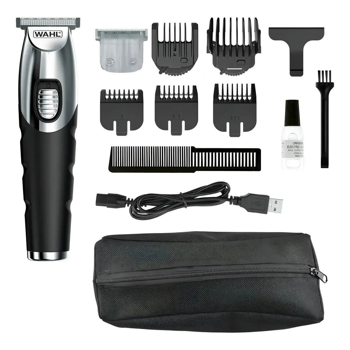 Aparador Cabelo Barba Pelos Sem Fio Wahl Beard Trimmer Usb C Cor Prateado