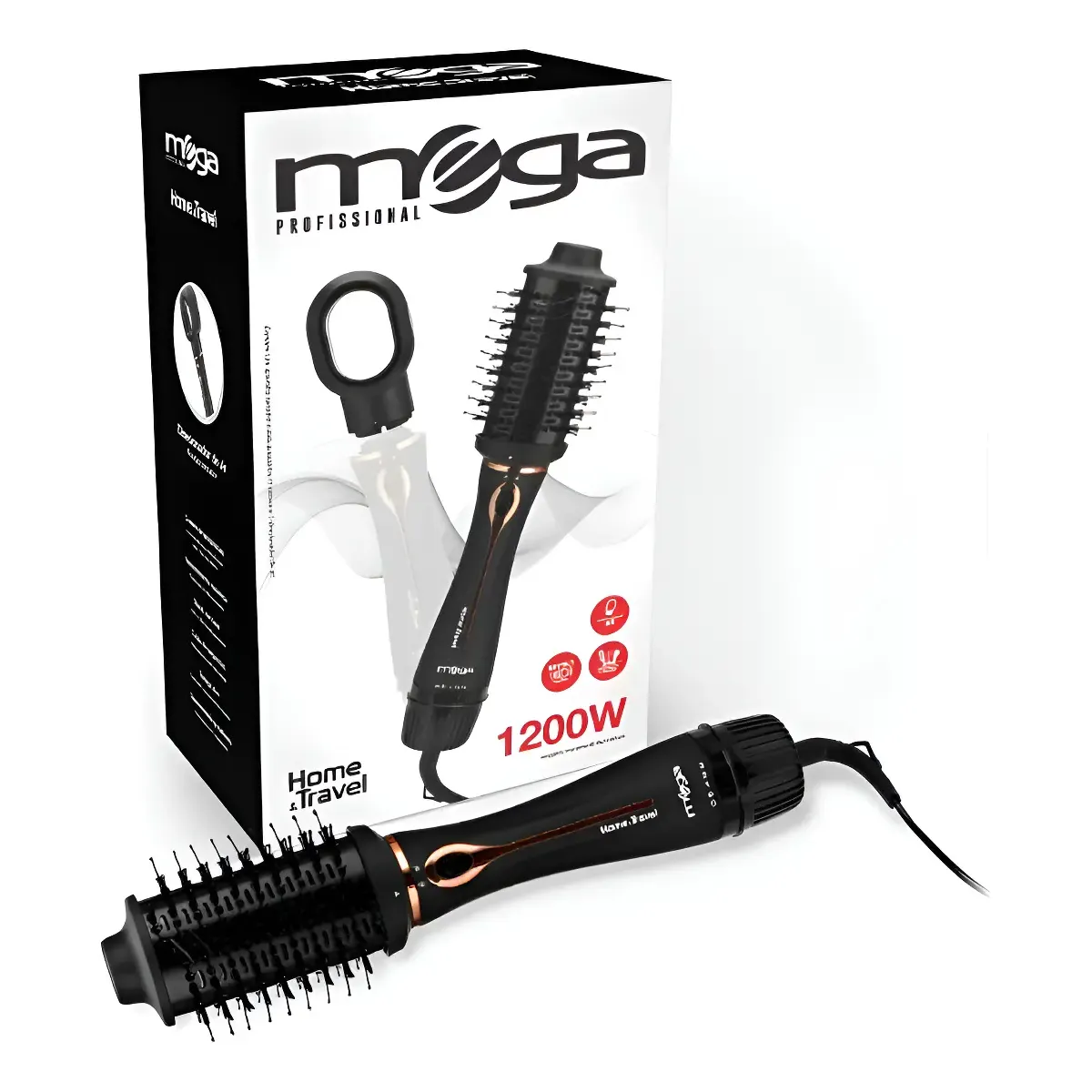 Escova Secadora Mega Profissional HOME E TRAVEL 1200W Cerâmica Anti-Frizz