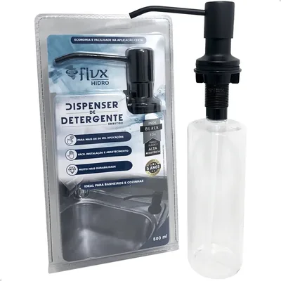 Porta Detergente Embutir Flvx Hidro Preto Fosco Aço Inox 500ml