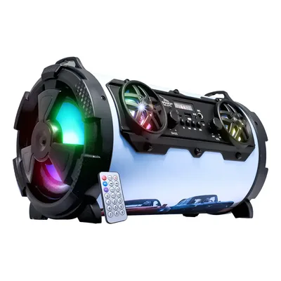 Caixa De Som Bluetooth Potente Led Usb Sd P2 P10 Fm Controle