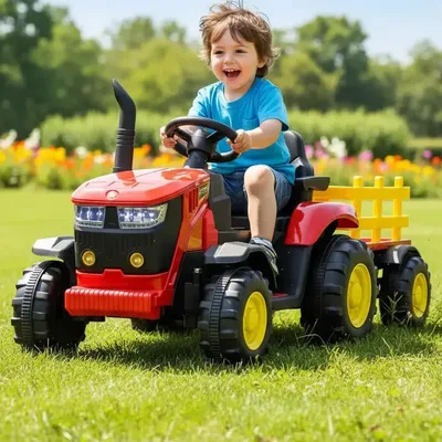 Trator Elétrico Infantil com Controle Remoto 12v Vermelho - Zippy Toys