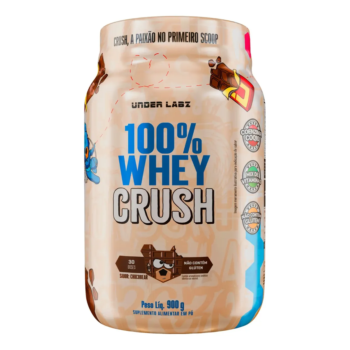 100% Whey Crush Under Labz Concentrado Coenzima Q10 Bcaa's