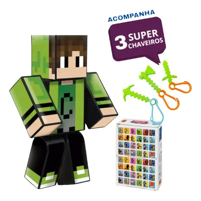 Boneco Articulado Coleção YouTubers Cadres Youtuber 25cm + 3 chaveiros + Jogo memoria