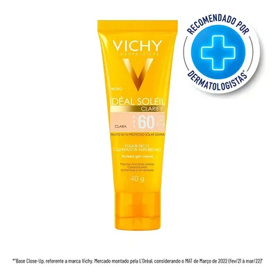 Protetor Solar Facial com Base FPS 60, Ação Clareadora Antibrilho, Previne Manchas Solares, Efeito Matte Toque Seco, Cor Clara, Clarify Capital Soleil Vichy 40g