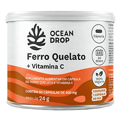 Ferro Quelato + Vitamina C - Ocean Drop 60 cápsulas