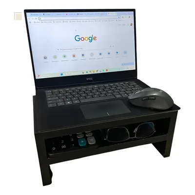 Suporte Para Monitor Pc Notebook Laptop Preto Em Mdf Barato