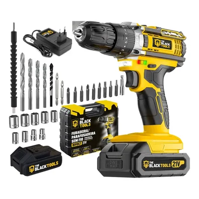 Parafusadeira E Furadeira Impacto The Black Tools Tb-21pw 3/8 Cor Amarelo Frequência 50/60 Hz