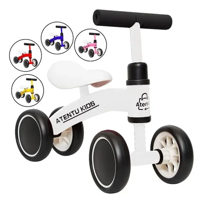 Bicicleta Infantil De Equilíbrio Sem Pedal Andador 4 Rodas Cor Branco