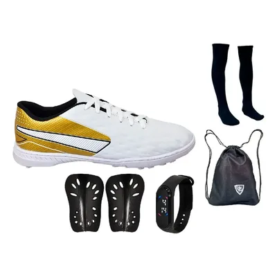 Kit Chuteira Society Impactor Meião Bolsa Relógio Caneleira