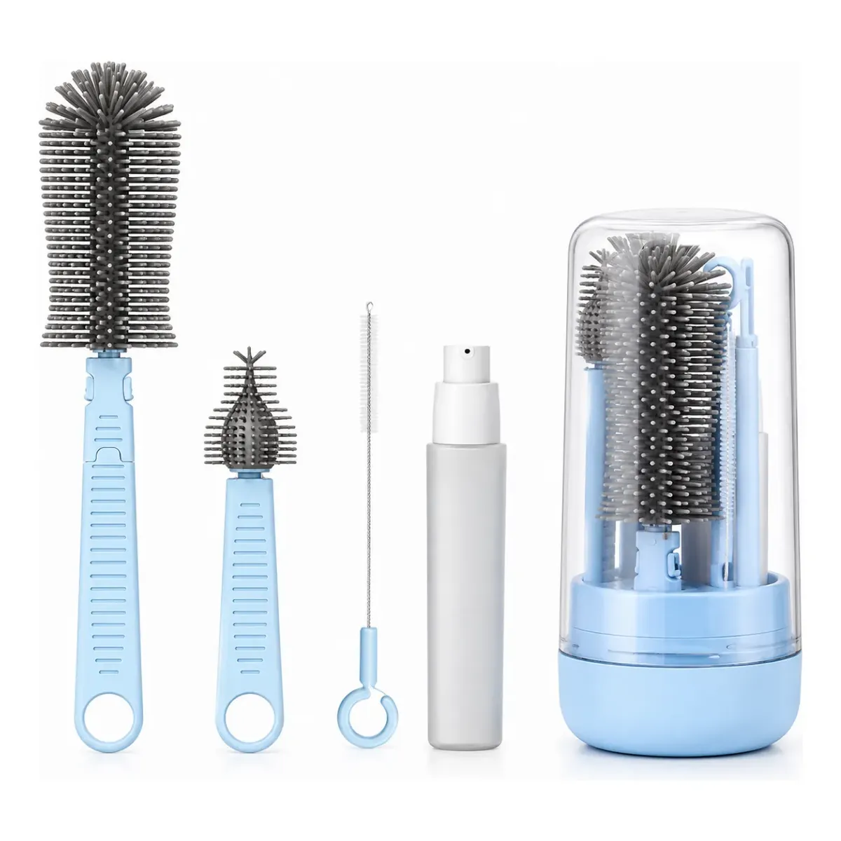 Kit Escova De Limpeza Garrafas Mamadeiras Bicos Portátil