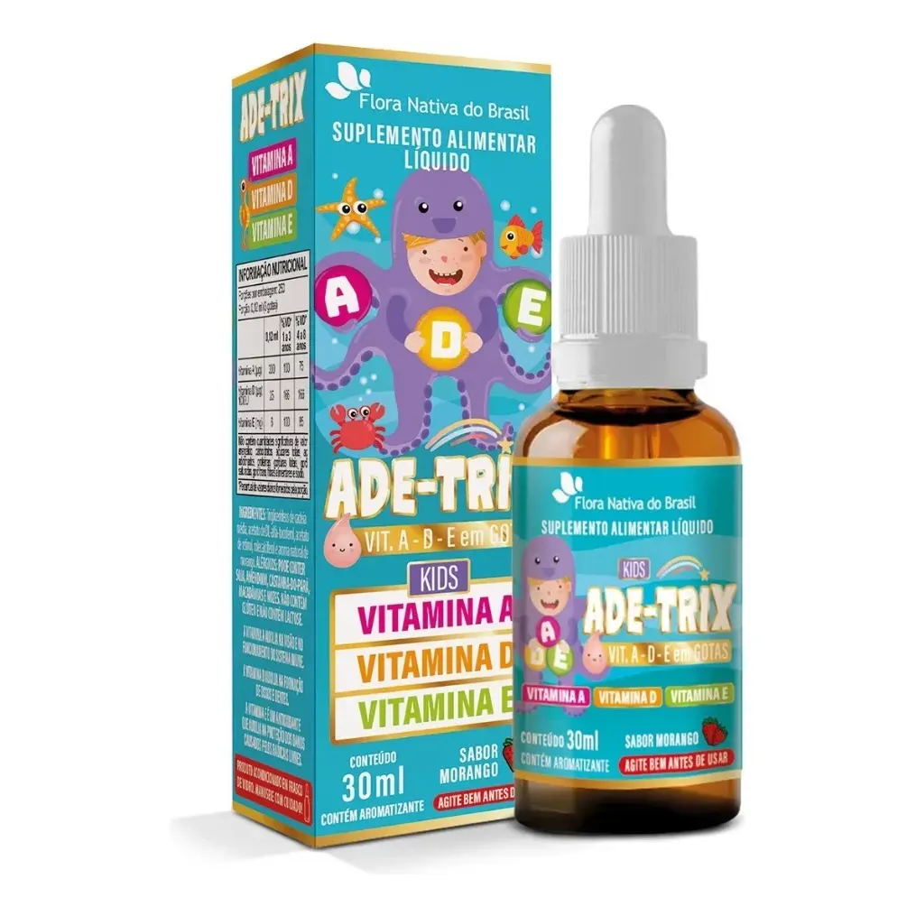 Ade-trix Kids Vitamina A D E 30ml Sabor Morango Flora Nativa