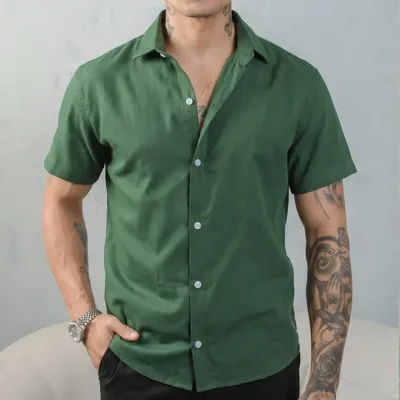 Camisa Social Masculina Gola Italiana Confortável