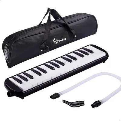 Escaleta Melodica Bertô Preto 32 Teclas Capa Bocal Mangueira