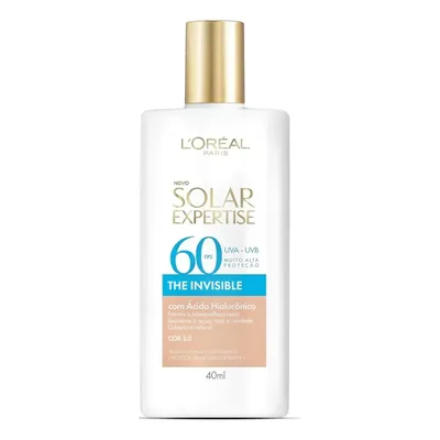 Protetor Solar Facial FPS 60, Textura Aquosa Ultraleve, Proteção Avançada Anti-Idade, Cor 2.0, Expertise The Invisible L’Oréal Paris Solar 40g