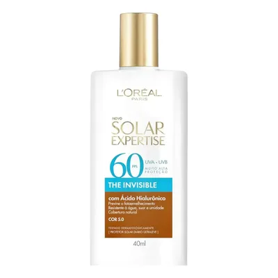 Protetor Solar Facial FPS 60, Textura Aquosa Ultraleve, Proteção Avançada Anti-Idade, Cor 5.0, Expertise The Invisible L’Oréal Paris Solar 40g
